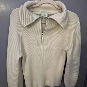 Sioni Cream Ribbed Turtleneck Sweater